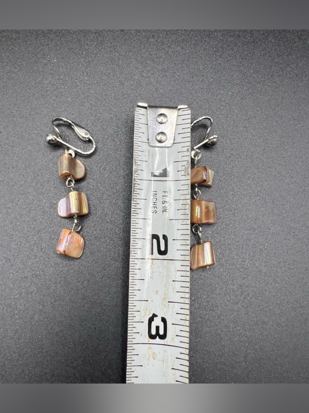 Boho Peach Mother of Pearl Shell Necklace Earring Set Multi Strand Layers Beachy - Picture 14 of 16